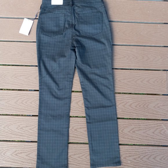 NWT NYDJ Sheri Stretch Slim Jeans Grey Mini Check Sz 6 - Picture 5 of 10